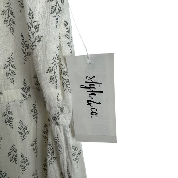 Style & Co White Floral CottonBlend Midi Dress‎ XL Cottagecore Girly Summer - Picture 4 of 10